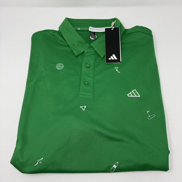 NWT Adidas PLAY GREEN MONOGRAM GOLF POLO SHIRT Size XL Green